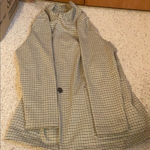 Brown and blue checkered blazer